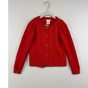 Holiday Coquette‎ Max Studio Kids 5/6 Red Bobble Knit Cardigan Sweater